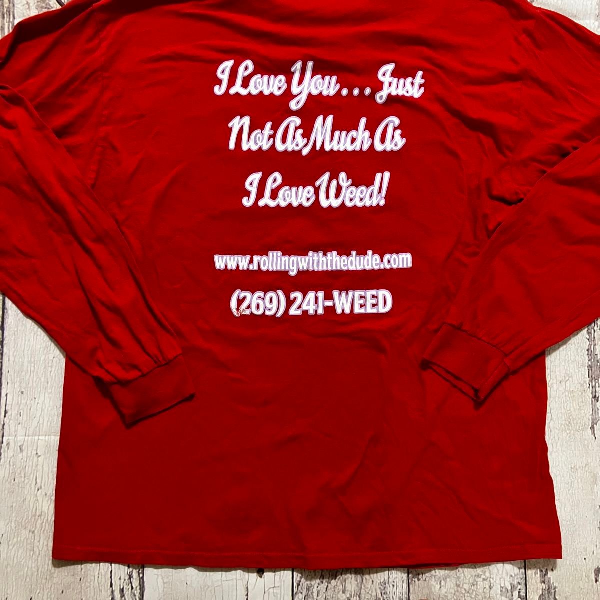 GILDAN ロンT XL メンズ プリントTシャツ レッド アメカジ 古着 weed 