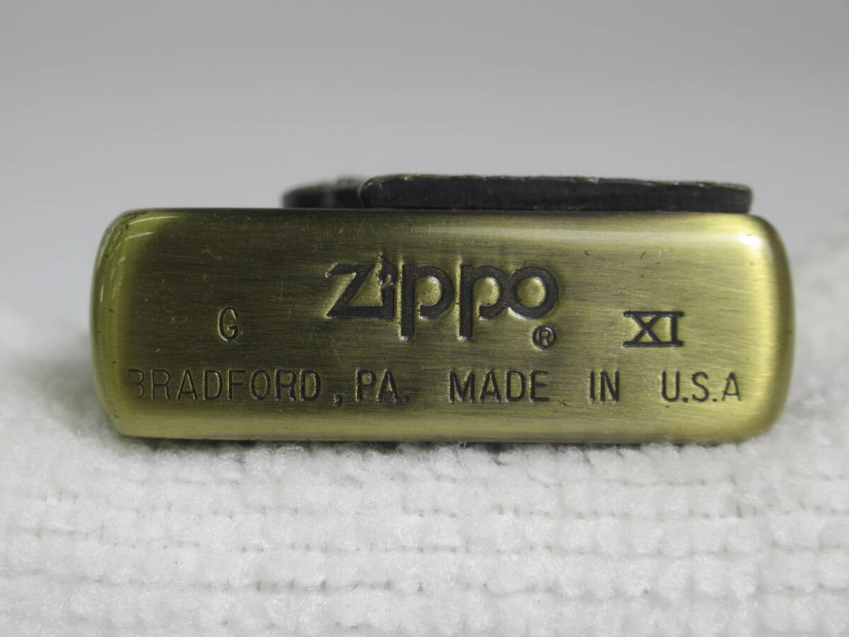 D52〇ZIPPO 2000個限定品 天然ダイヤモンド入り 1995年製 LIMITED EDITION Solid Brass メタル貼り ジッポー オイルタンク付 喫煙具の画像6
