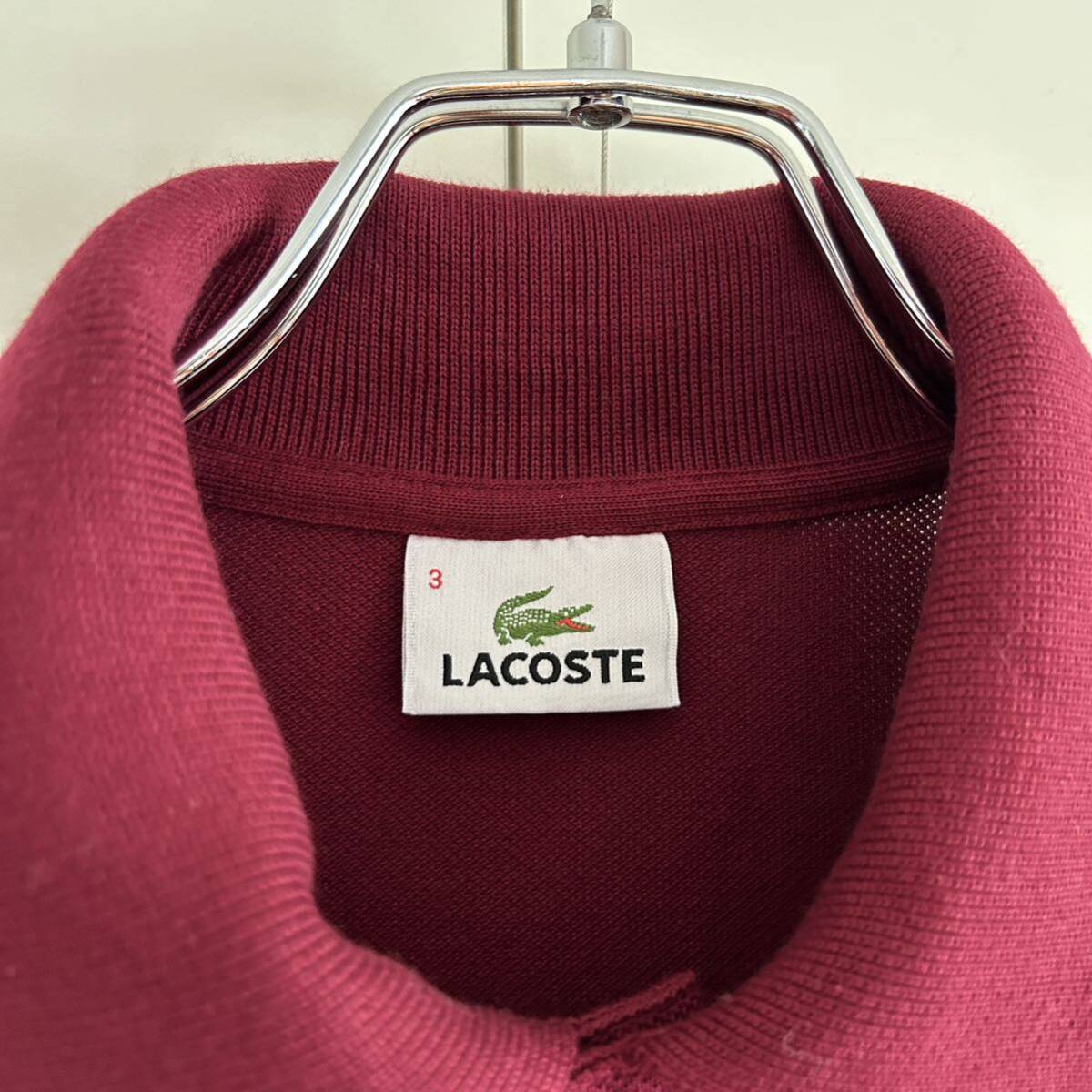 LACOSTE ラコステ ポロシャツ 3 鹿の子 バーガンディ フレラコ の画像3