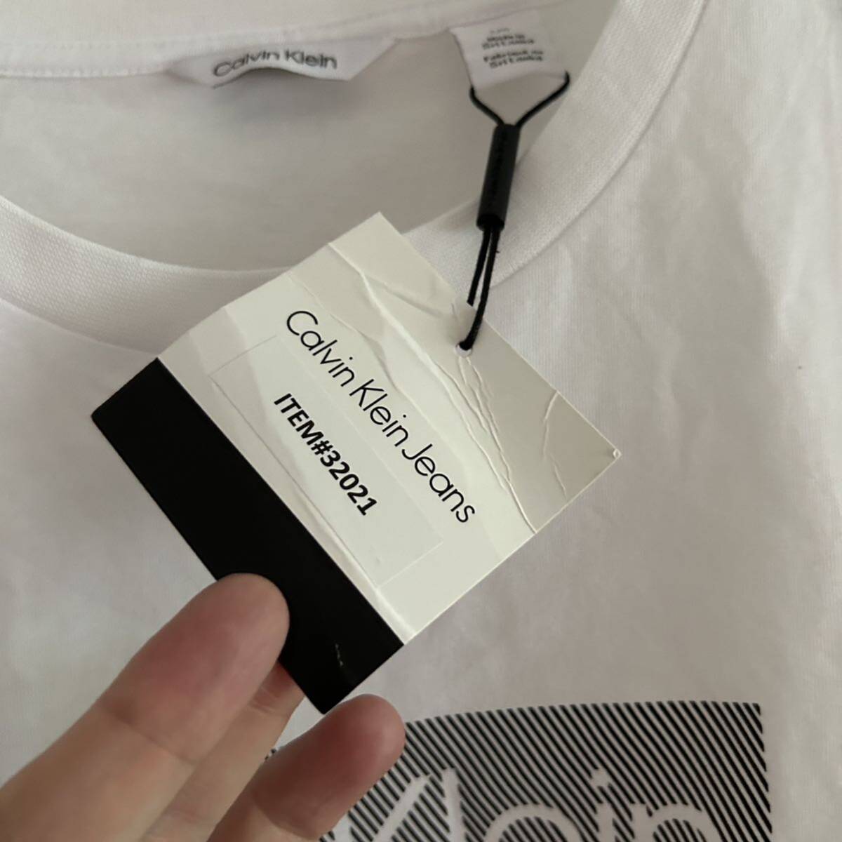 未使用 Calvin Klein Jeans カルバンクラインジーンズ ロゴTシャツ L ホワイト 白 _画像4