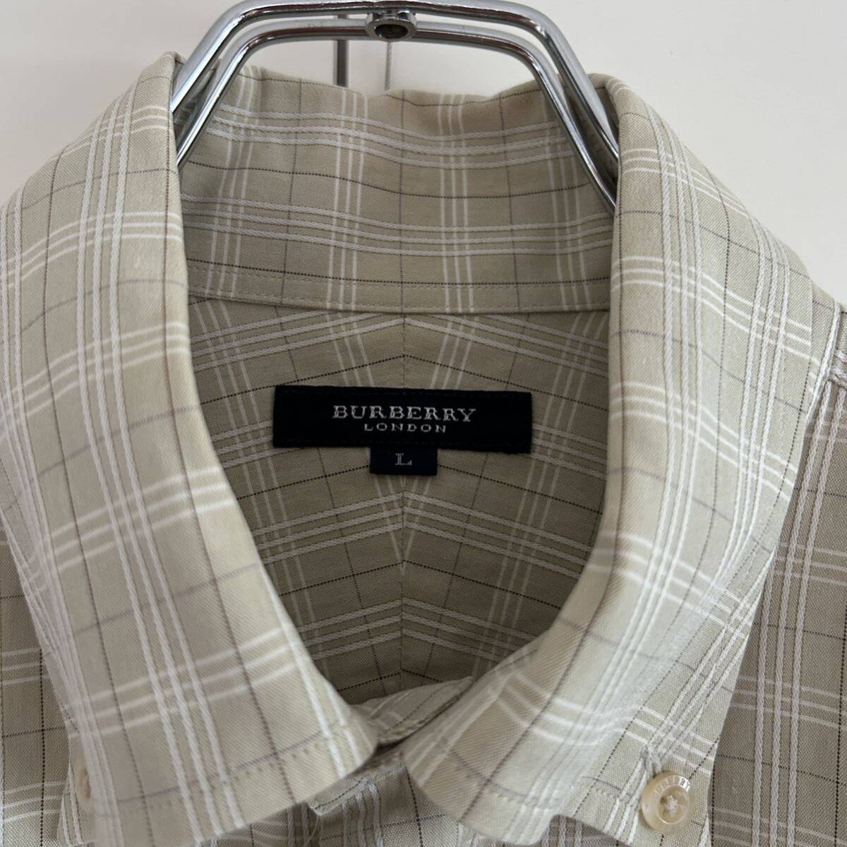 BURBERRY LONDON バーバリーロンドン 日本製 ボタンダウンシャツ L チェック ビジネス カジュアル 三陽商会 正規品_画像3