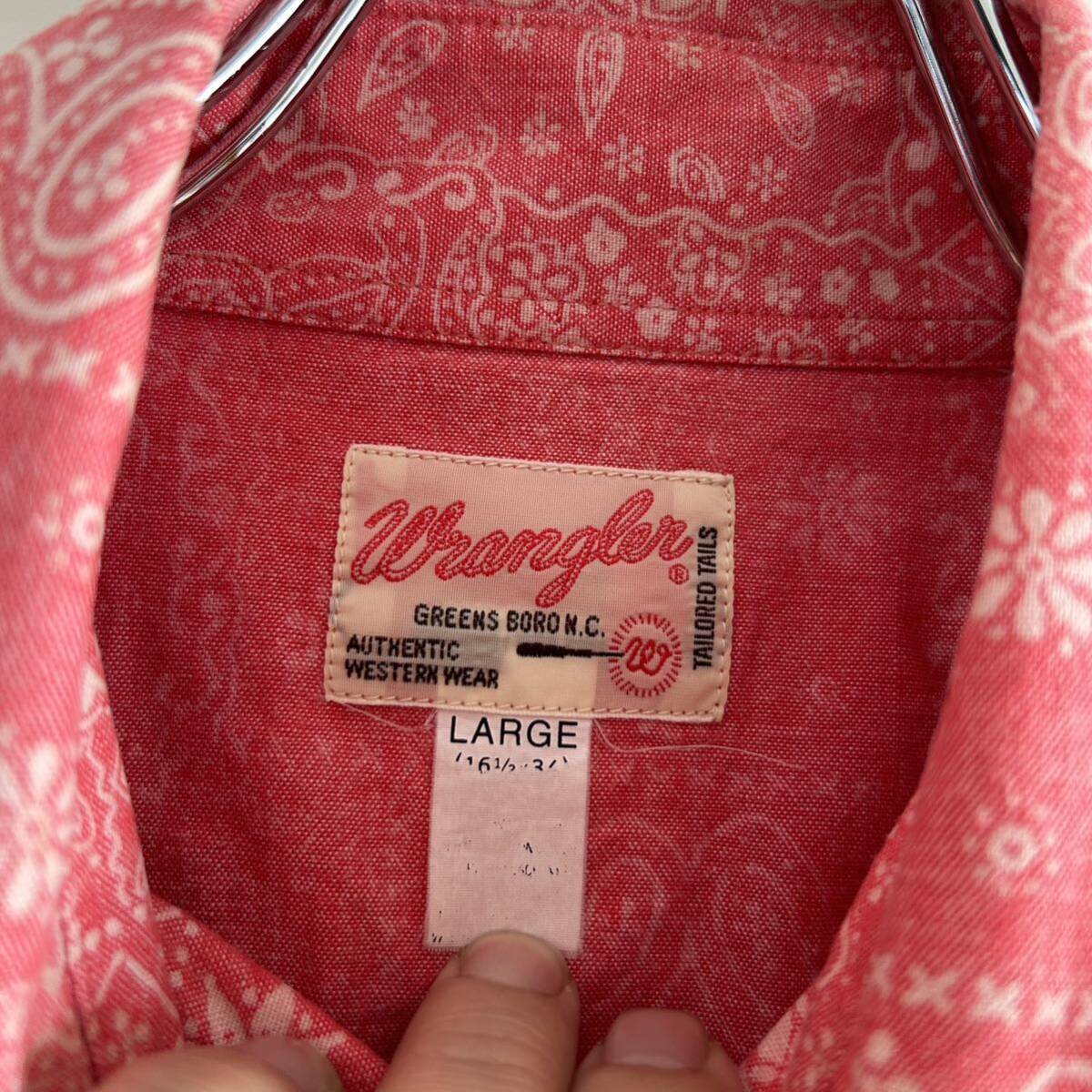 90s Wrangler ラングラー ウエスタンシャツ L ペイズリー 古着 ヴィンテージ_画像3