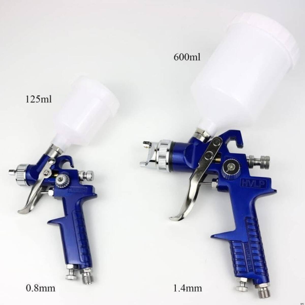 エアースプレーガン 重力式 口径 1.4mm 0.8mm カップ付き 600ml 125ml 送料無料 塗装 エアスプレーガン エアブラシ 吹き付け 小型_画像3