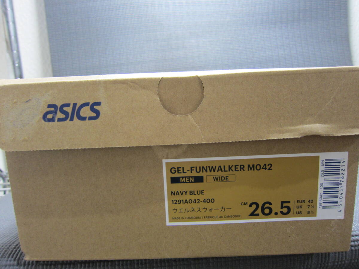 new goods box attaching asics Asics GEL-FUNWALKER M042 walking shoes sneakers 26.5cm navy blue navy E2403D