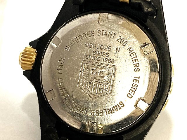 1 jpy ~ used Junk TAG HEUER TAG Heuer 1000 series Professional 200m 980.028N SS/GP black face lady's wristwatch quartz 