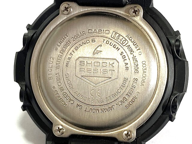 1 иен ~ б/у привод OK CASIO Casio G-SHOCK AWG-M520G многополосный 6 SS/ полимер 2 стрелки Digi-Ana чёрный циферблат мужские наручные часы Tough Solar 
