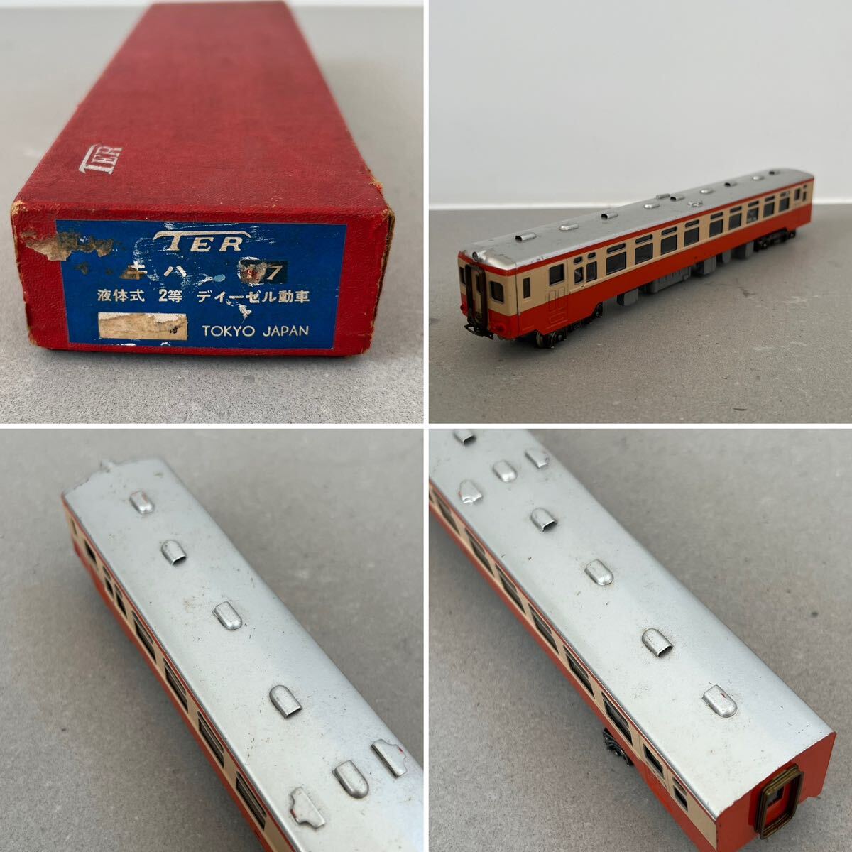 [ used ] HO gauge end uTER railroad model ki is 17 liquid type 2 etc. diesel moving car National Railways Vintage train model Vintage orange row car Showa era 