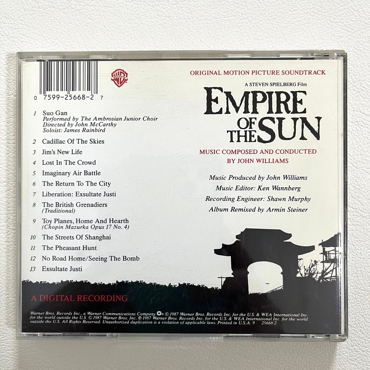 太陽の帝国 CD オリジナルサウンドトラック　スピルバーグ作品　クリスチャンベール　ジョンウィリアムズ　輸入盤
