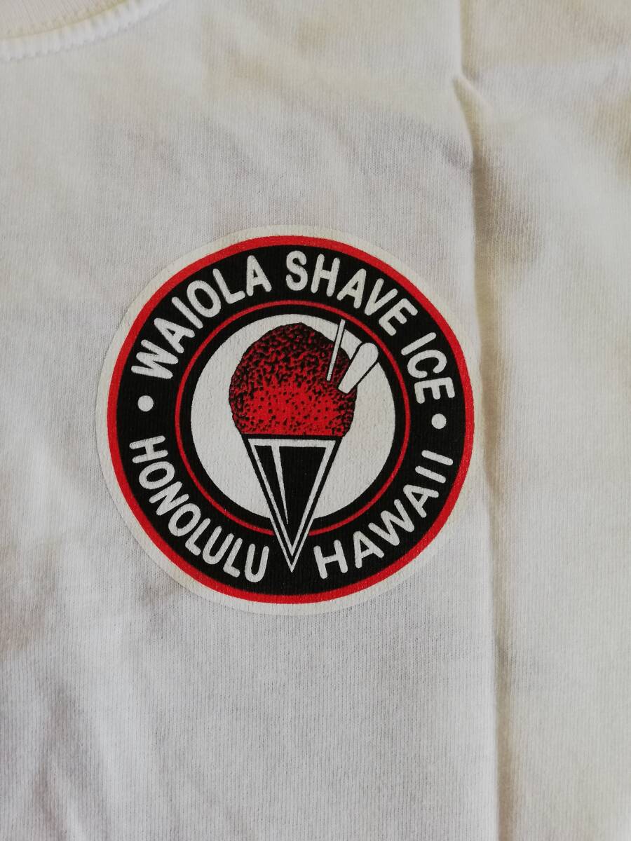 新品未使用！ハワイ ワイオラシェイブアイス 本店グラフィック キッズTシャツ 白 YSサイズ 6-8 Hawaii Waiola Shave Ice 半袖 カットソー