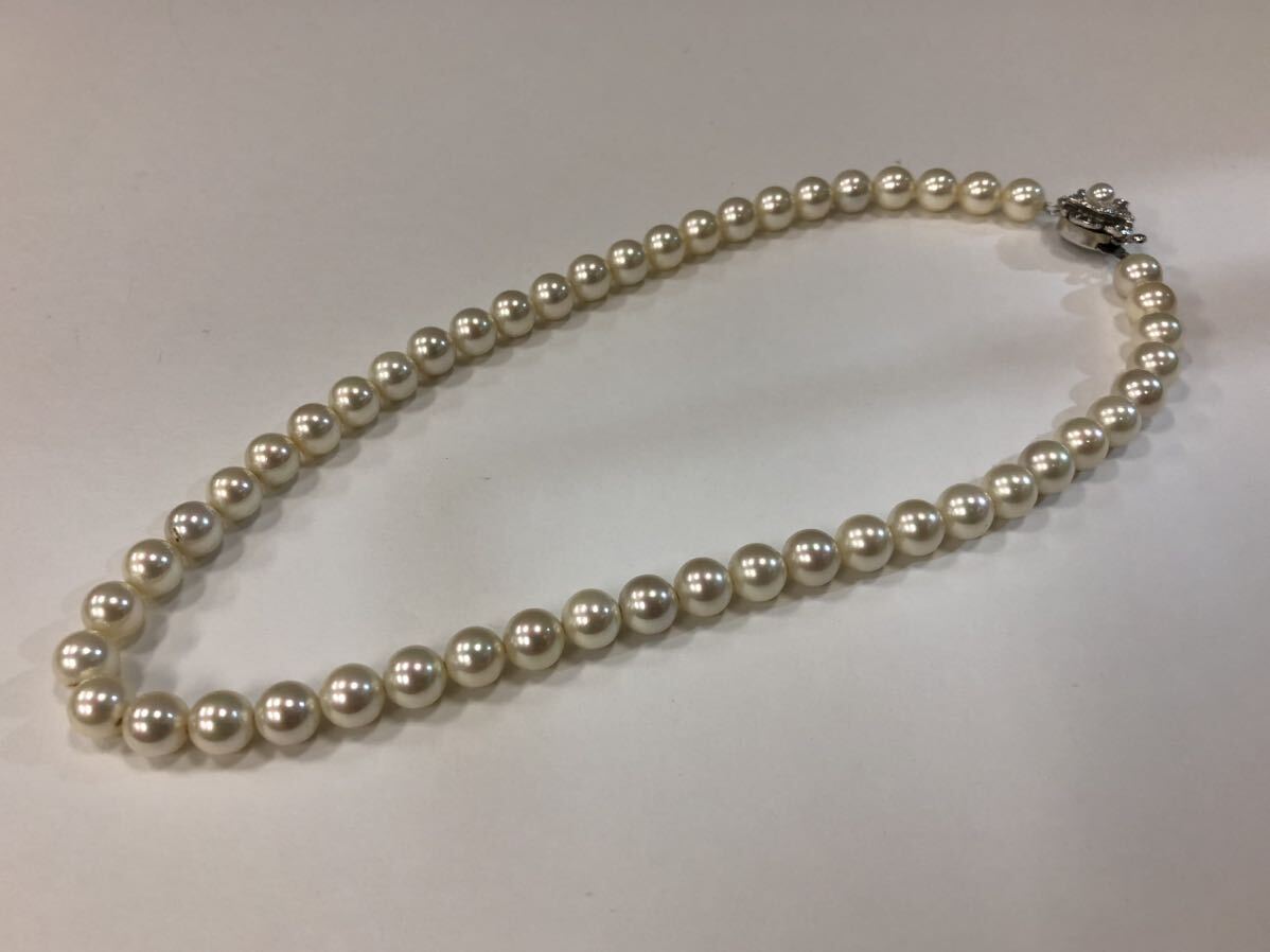 ◆【売り切り】真珠 ネックレス パールネックレス SILVER 留め具 パールサイズ 約8mmの画像1
