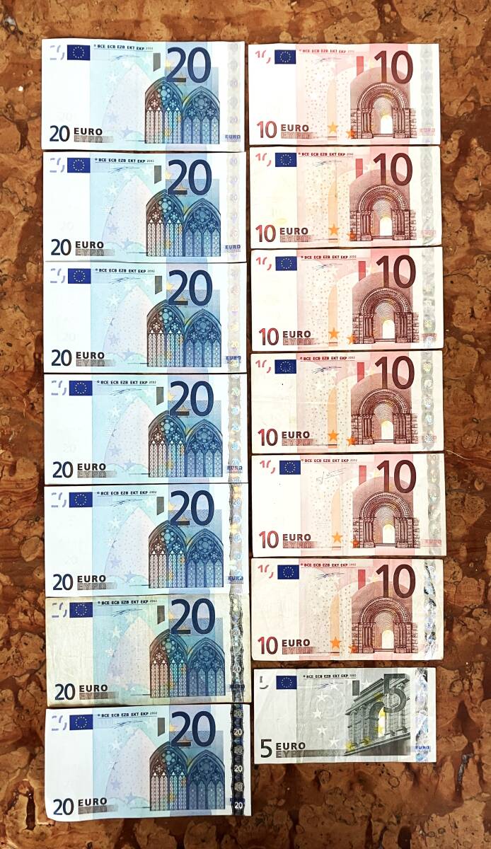●ユーロ紙幣●旧ユーロ紙幣（５～２０ユーロ ）の計１４枚（２０５ユーロ）　１セット●ｔｚ943_画像1