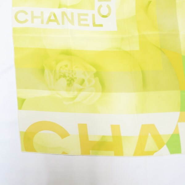 CHANEL　シャネル　カメリアデザイン　シルクスカーフ　中古品 used AB_画像5