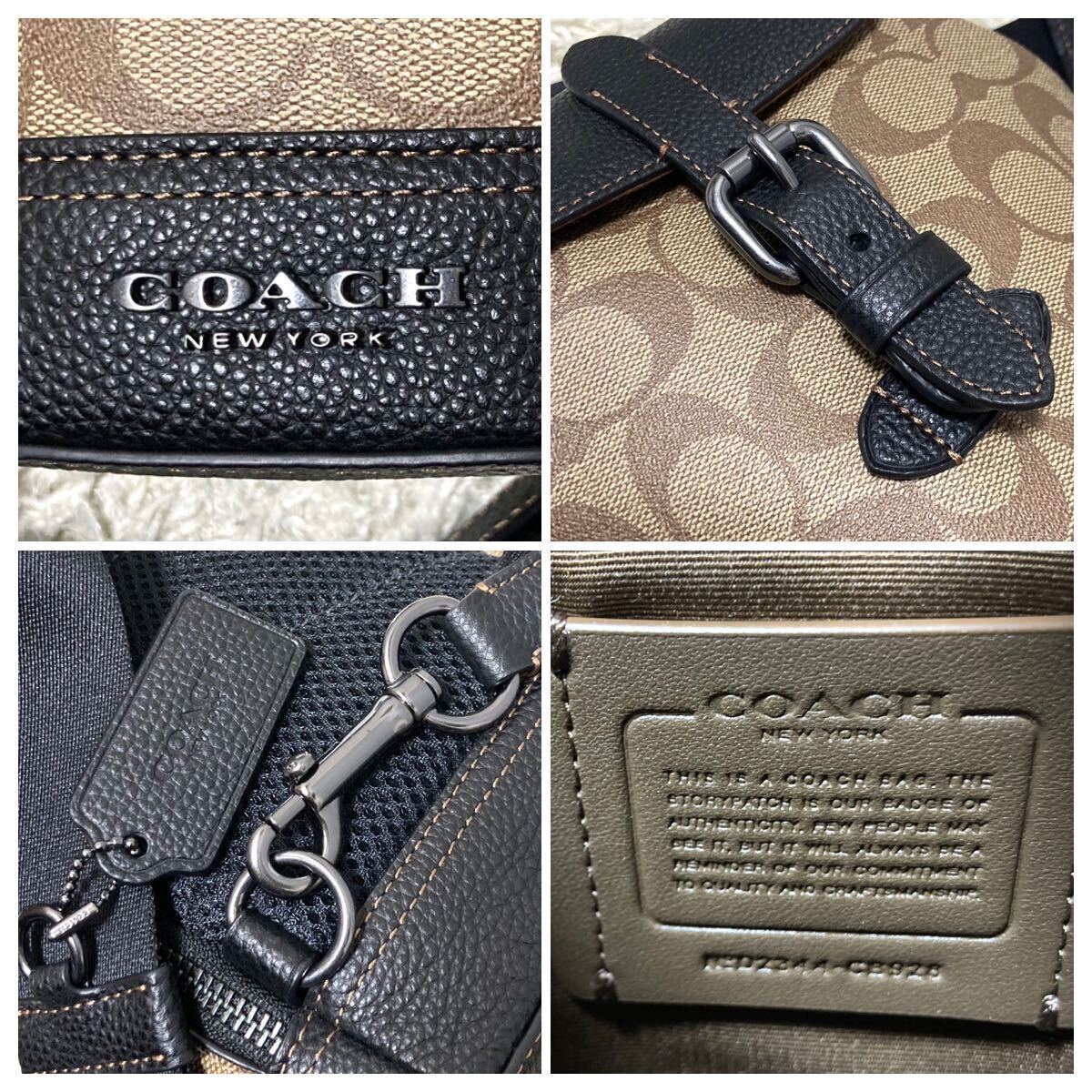 1円〜 極美品 コーチ coach ハドソン メンズ レディース ショルダーバッグ メッセンジャー ボディ レザー 本革 PVC 斜め掛け シグネチャー _画像8