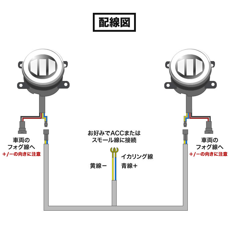 MH23S ワゴンRスティングレー LED フォグランプ デイライト イカリング 左右セット 2色切替式 ホワイト イエロー 光軸調整_画像6