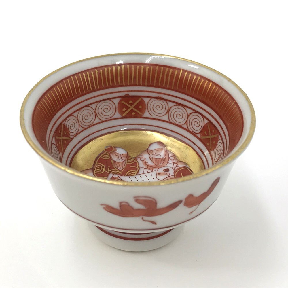 【同梱可】【60】中古品 九谷焼時代盃 高橋北山堂 ぐい呑み 5個セット 木箱入り_画像4