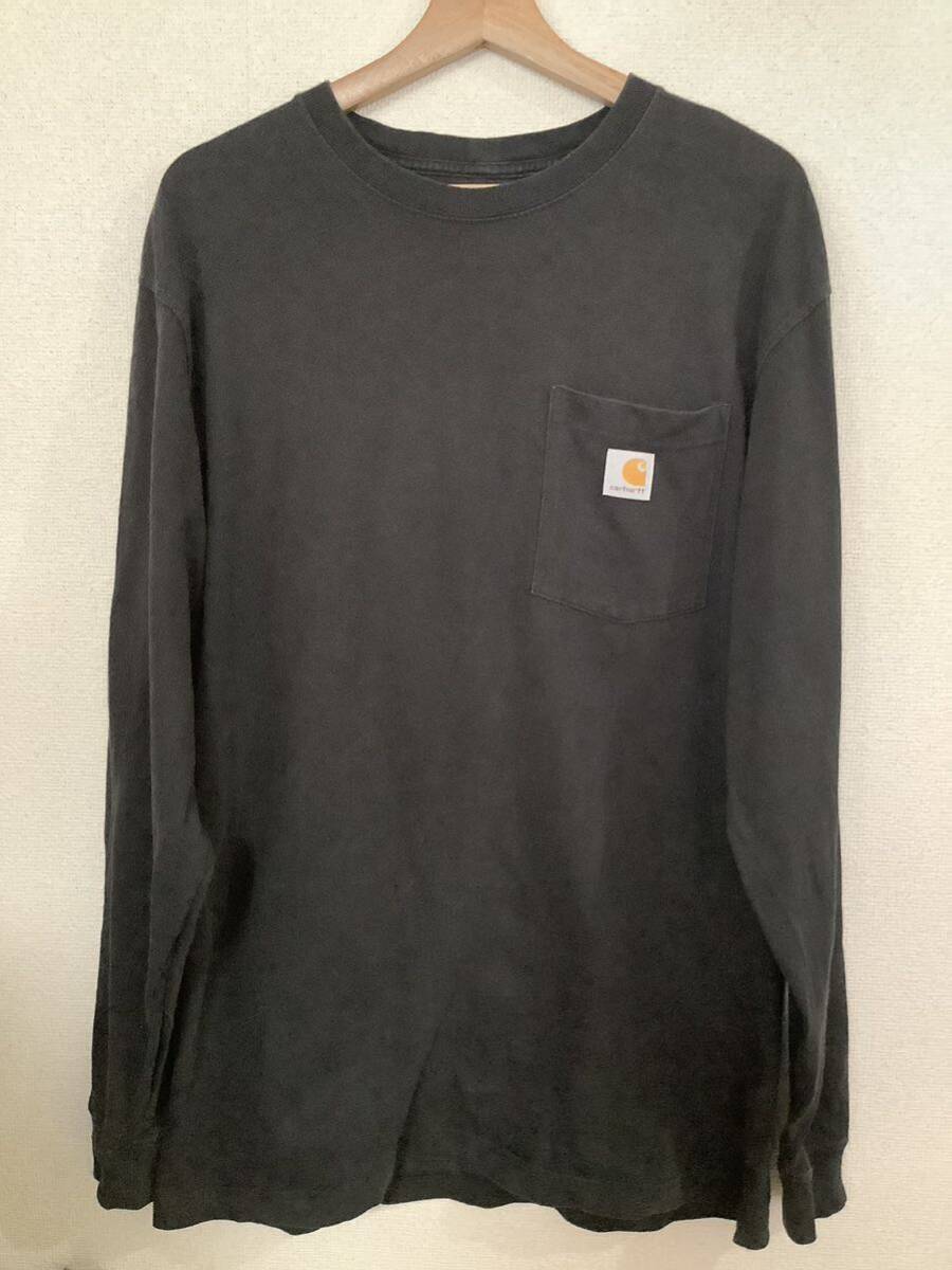 Carhartt カーハート ORIGNAL FIT オリジナルフィット　長袖Tシャツ　カットソー　ブラック　ストリート　メンズ　古着_画像1