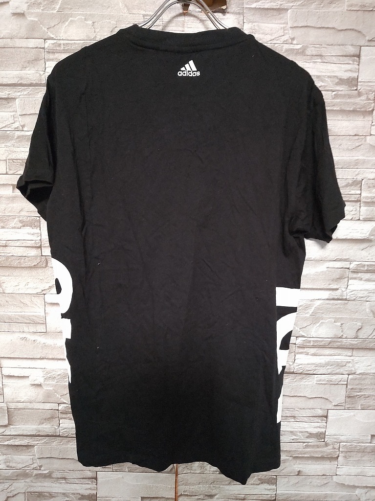 men's G826 adidas アディダス ロゴ プリント 半袖Tシャツ L ブラック/ホワイト_画像3