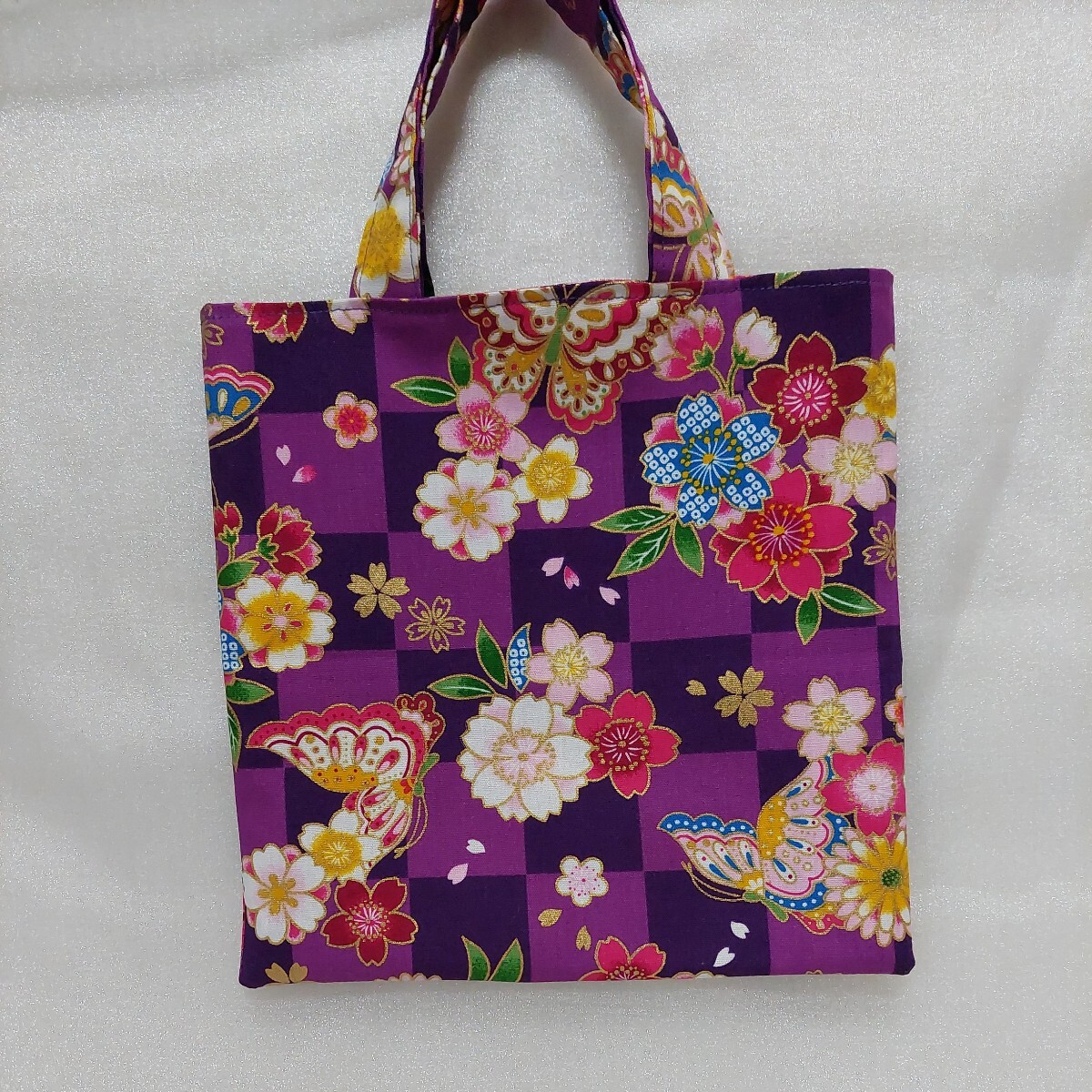 ハンドメイド21×21小さいバッグ和Purple