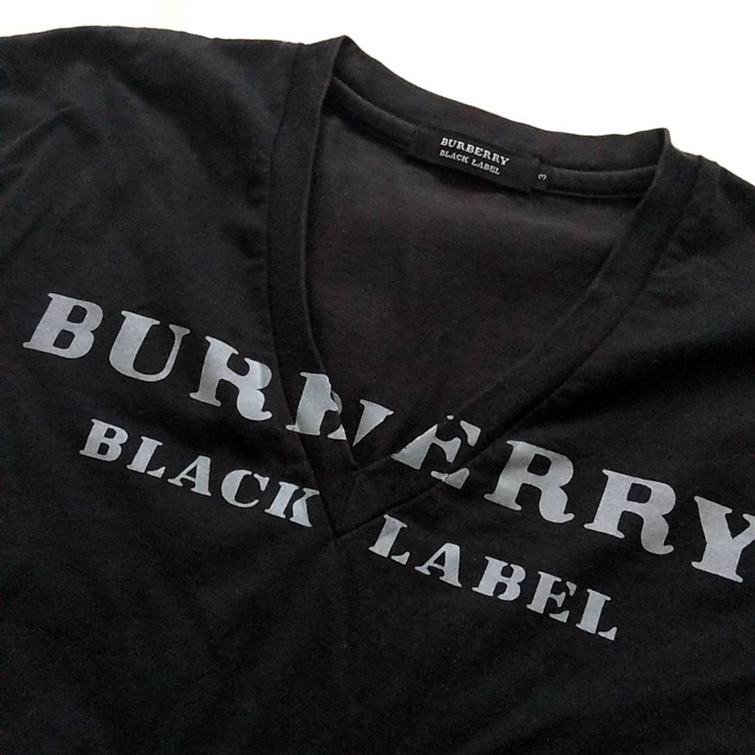 BURBERRY BLACK LABEL Burberry Black Label * короткий рукав футболка V шея размер 3