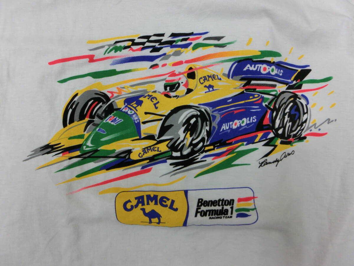 希少　３０年程前の　Benetton Formula1（ベネトン　フォーミュラ１）　CAMEL（キャメル）　F1　Tシャツ　USAＬサイズ　_画像2