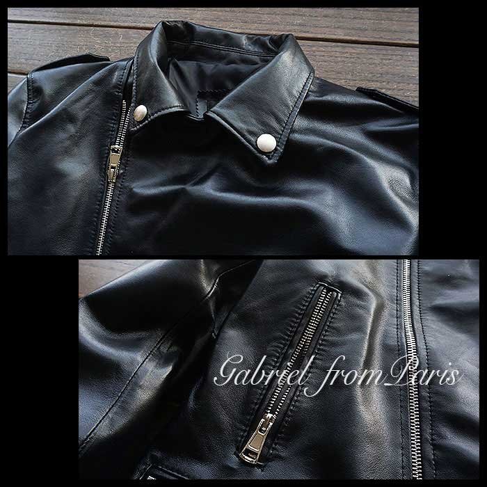  highest peak 15 ten thousand Gabriel original leather gloss standard Double Rider's * Italian leather Ram jacket /42/XXL