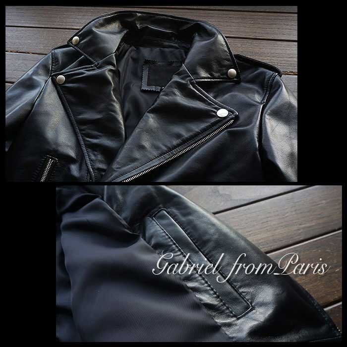  highest peak 15 ten thousand Gabriel original leather gloss standard Double Rider's * Italian leather Ram jacket /42/XXL