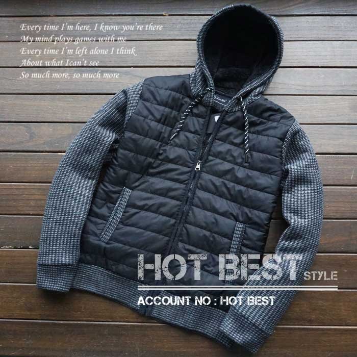  Northern Europe departure BELLO reverse side boa spring autumn winter knitted blouson quilt switch hood attaching Zip up jacket spring autumn winter inscription XL/3293