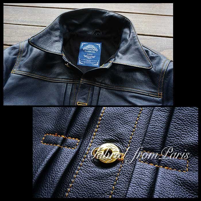 18 ten thousand # rare new work Gabriel cow leather indigo highest grade napa leather G Jean Rider's leather jacket UNION MADE 506 Type /34/S