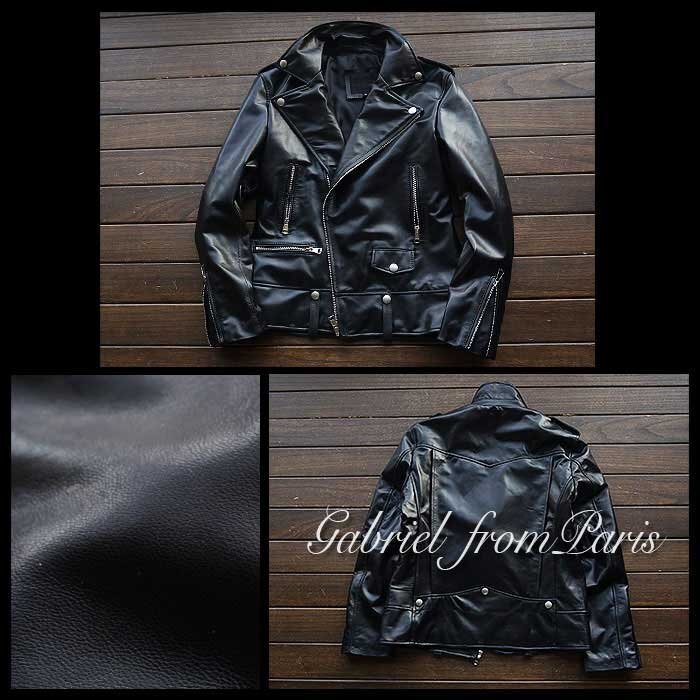 highest peak 15 ten thousand Gabriel original leather gloss standard Double Rider's * Italian leather Ram jacket /40/XL