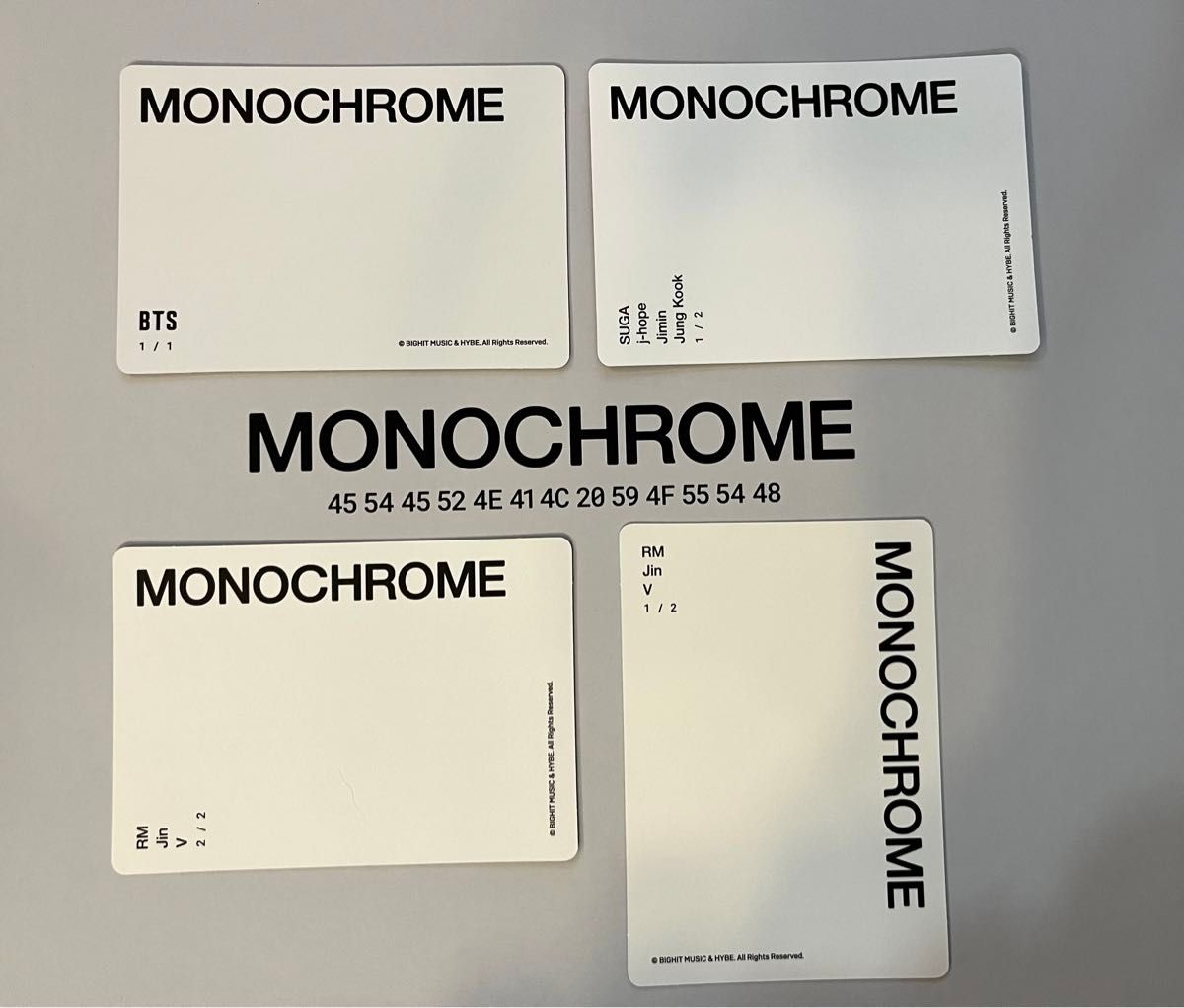 BTS MONOCHROME POP-UP ミニフォトカード BTS 7人・ユニット 4枚 
