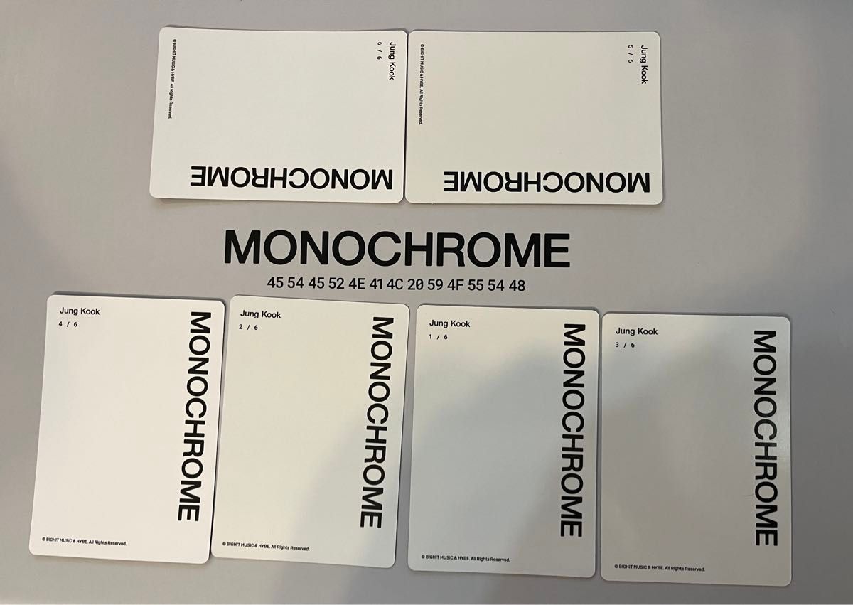 BTS MONOCHROME POP-UP ミニフォトカード ジョングク グク　6枚コンプセット