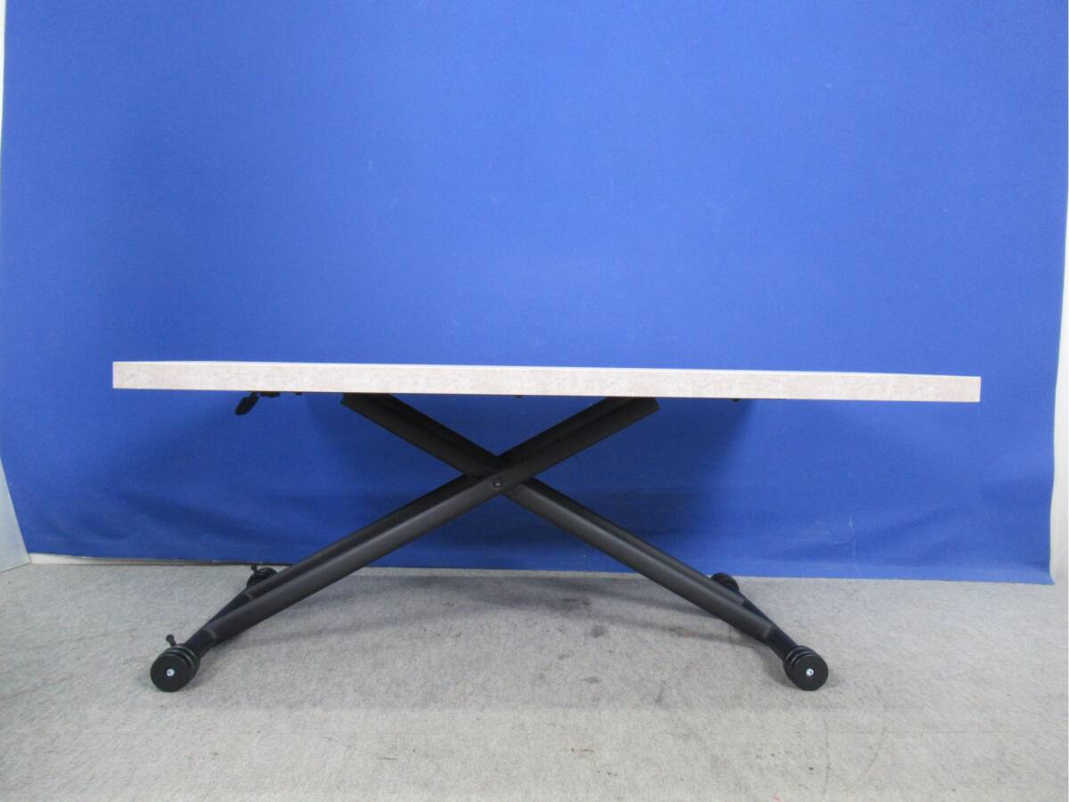 ガス圧昇降式テーブル 120×80 高さ10～71.5cm ダイニングテーブル リビングテーブル ローテーブル 大理石調天板 _画像7