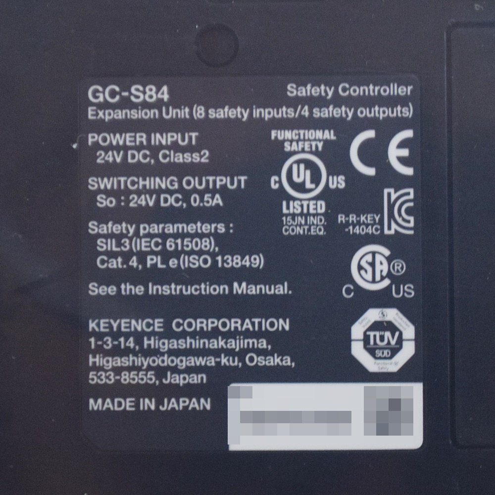 2点セット 未使用 キーエンス 安全入出力ユニット GC-S84 安全入力8点 安全出力4点(半導体出力) テスト出力2点 箱無し Keyenceの画像2