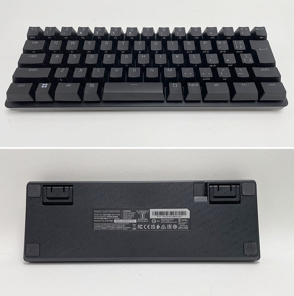 2点セット 美品 RAZER HUNTSMAN MINI JP ゲーミングキーボード RZ03-0339 ブラック BASILISK V3 ゲーミングマウス RZ01-0400 レイザーの画像4