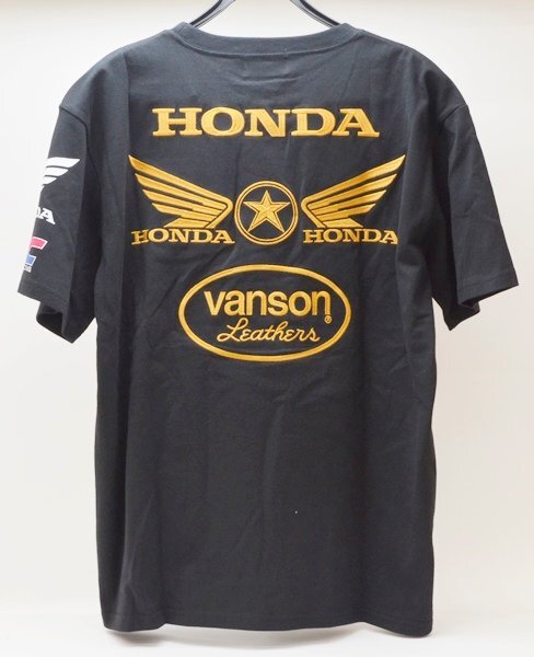 新品 タグ付き vanson×HONDA コラボ Tシャツ ブラック XLサイズ HRV-2403 バンソン ホンダ HRC WING 刺繍の画像2
