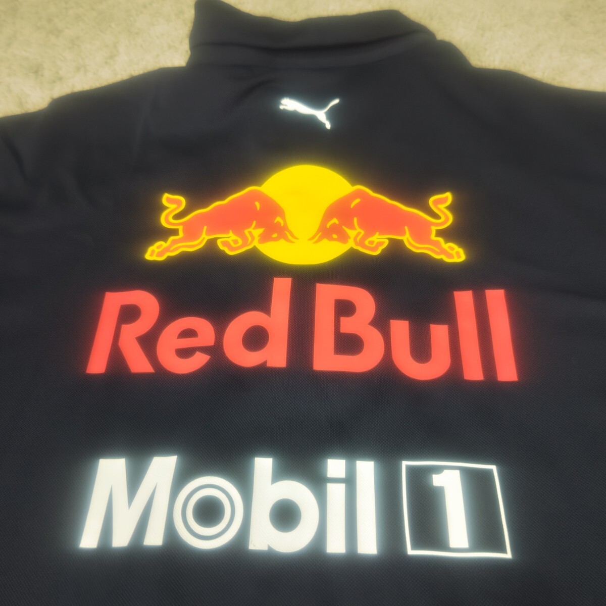 【美品】PUMA RedBull Mobil プーマ レッドブル レーシングチーム モータースポーツ F1 ポロシャツ XLサイズ ネイビー ホンダ_画像6