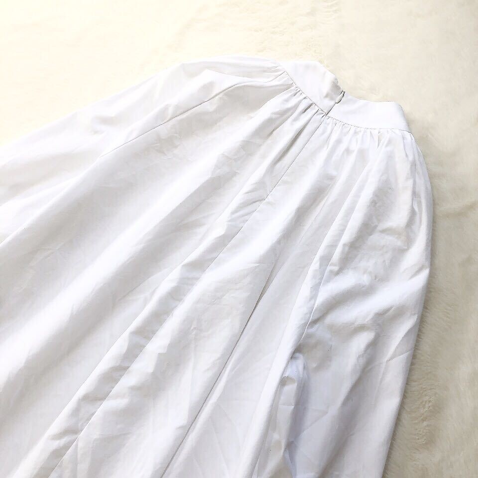 Demi-Luxe BEAMS デミルクス ビームス コットン ギャザー プルオーバー ブラウス シャツ 日本製 ホワイト 白 36 ゆったり S _画像5