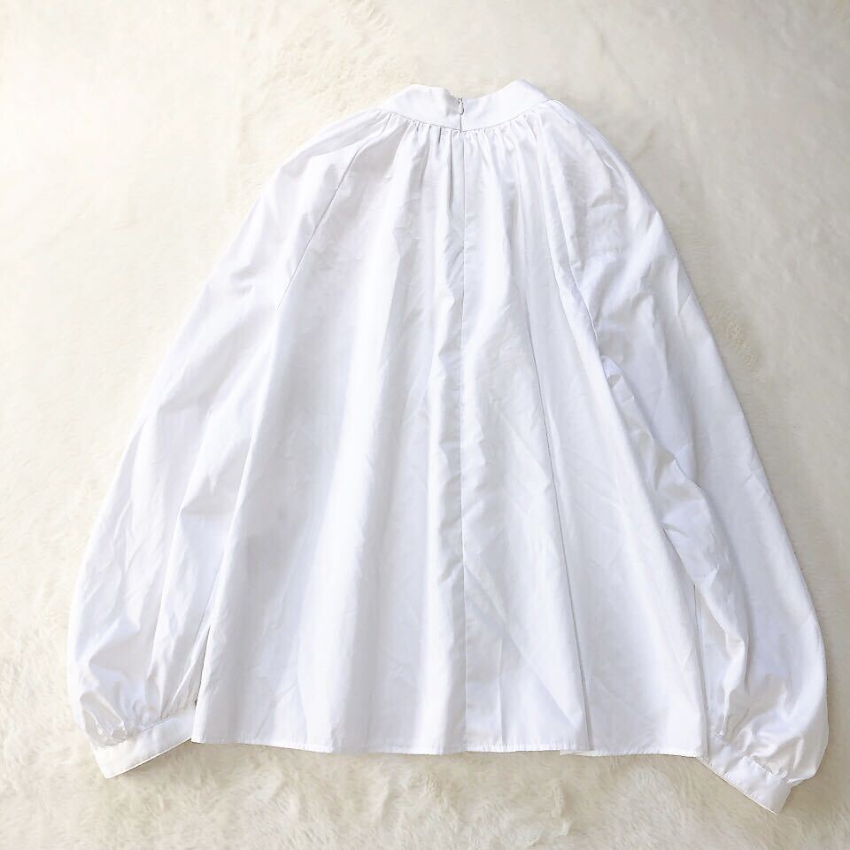 Demi-Luxe BEAMS デミルクス ビームス コットン ギャザー プルオーバー ブラウス シャツ 日本製 ホワイト 白 36 ゆったり S _画像4