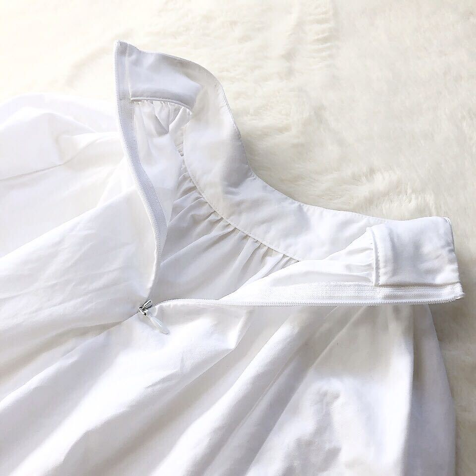Demi-Luxe BEAMS デミルクス ビームス コットン ギャザー プルオーバー ブラウス シャツ 日本製 ホワイト 白 36 ゆったり S _画像8