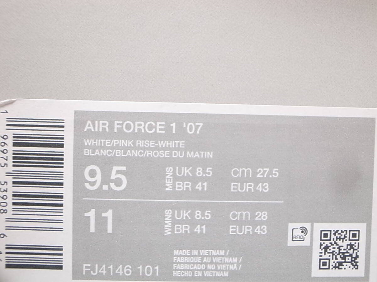 NIKE AIR FORCE 1 '07 WHITE/PINK RISE-WHITE 27 5cm US9 5新品 NIKE AIR FORCE 1 '07 WHITE/PINK RISE-WHITE 27 5cm US9 5新品