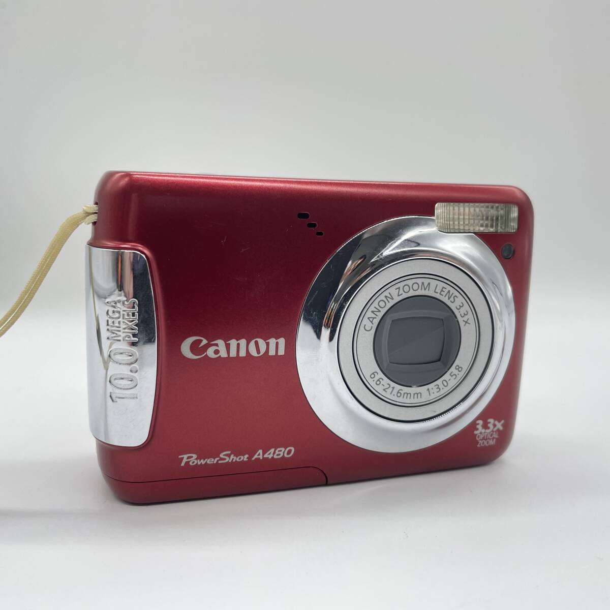 【動作確認済み】Canon PowerShot A480 RED　コンデジ　デジカメ　デジタルカメラ　シャッター&フラッシュ動作OK_画像1