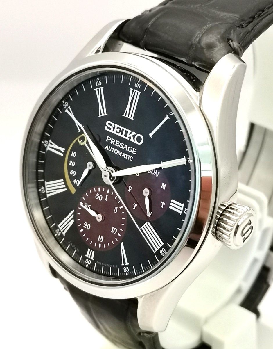 美品 SEIKO セイコー SARW045 プレサージュ 漆・白檀塗限定 6R21-01F0 パワーリザーブ 自動巻き 時計