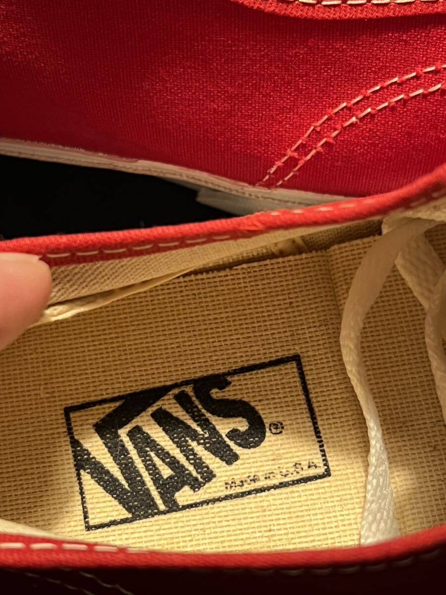 vansバンズ　アメリカ製　USA製 US9.5 27.5センチ　デッドストック　赤　CANVAS オリジナル　