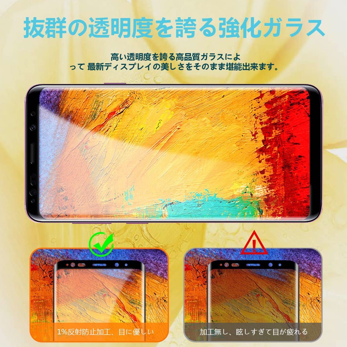 Galaxy S9 フィルム ギャラクシー S9 ガラスフィルム SC-02K SCV38 全面保護 指紋認証対応 高透過率 1枚