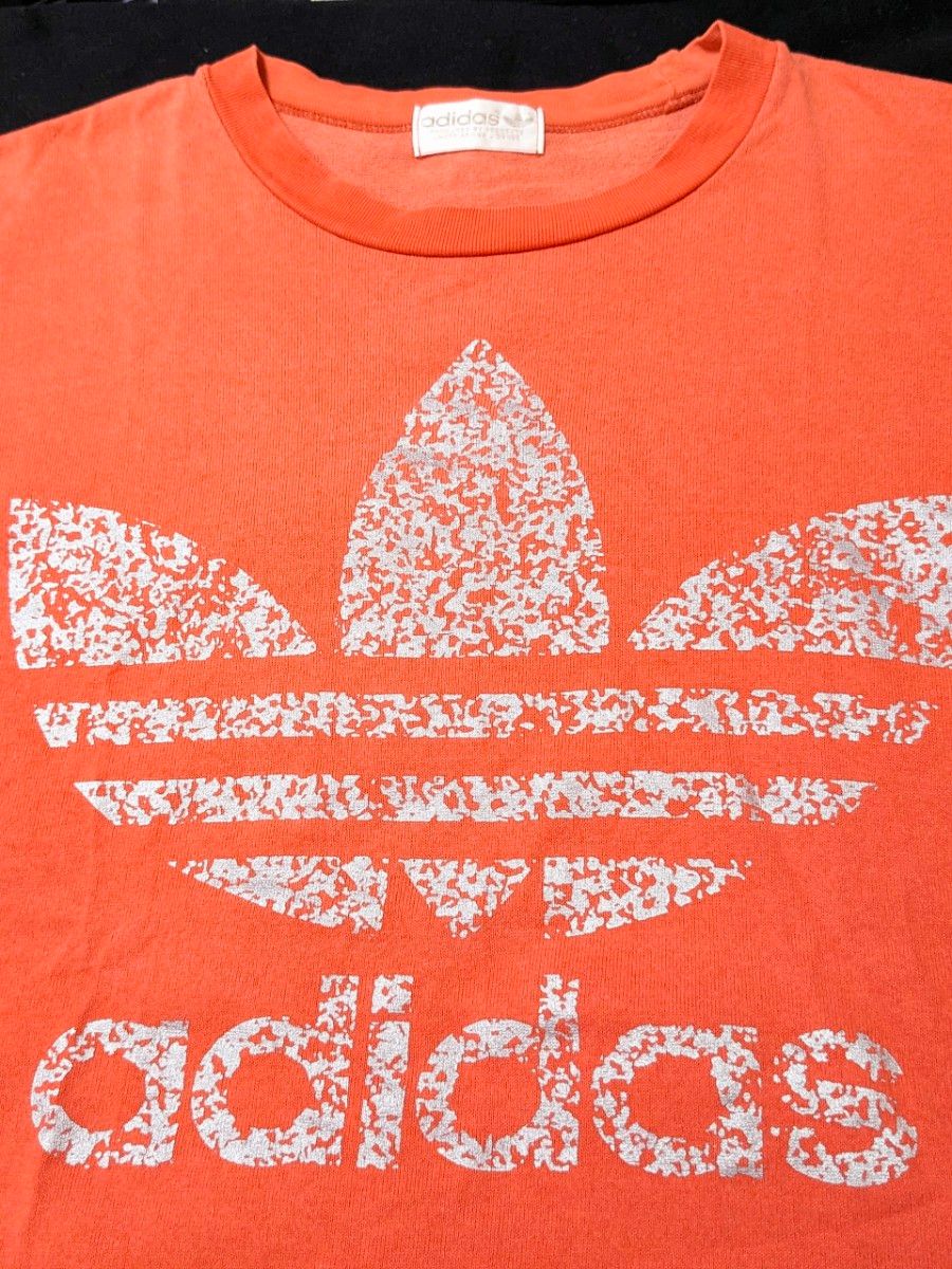 80s 90s adidas デサント製 Tシャツ ビッグロゴ 日本製