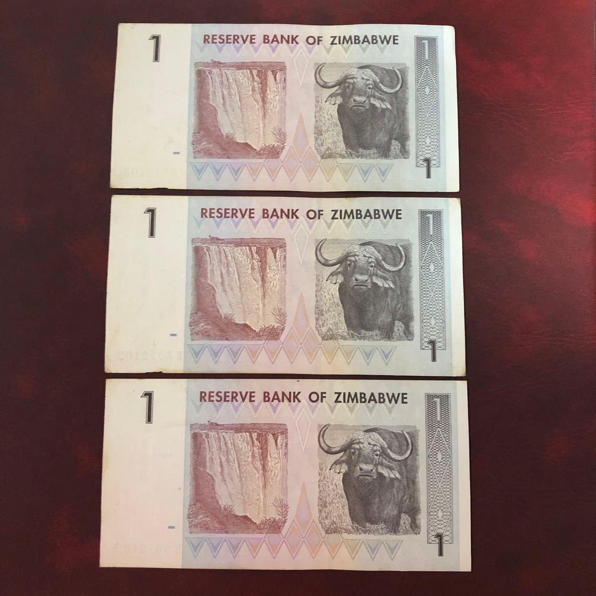 旧紙幣　ジンバブエ　1ドル  3枚