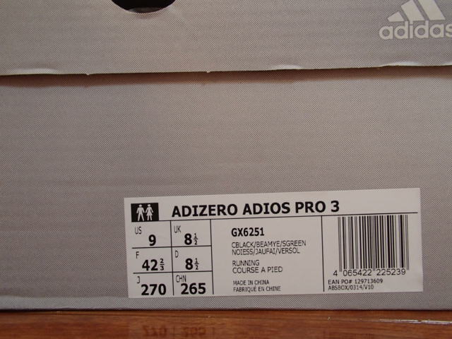 1st color ADIDAS ADIZERO ADIOS PRO 3 GX6251 US9.0 Adidas Adi Zero a Dio s Pro 3 27.0cm secondhand goods 