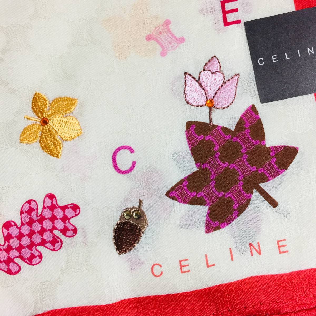 【8】即決！新品未使用◆ セリーヌ CELINE 大判ハンカチ ハンドタオル 2枚セット◆バーバリーに次ぐライセンス切れで生産終了 入手困難_画像2