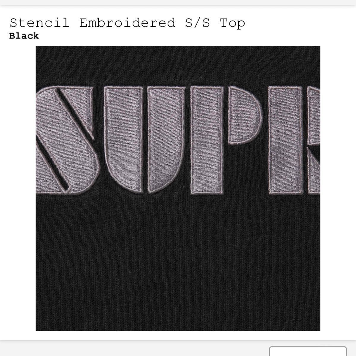 Supreme Stencil Embroidered Top Black ブラック　Tシャツ　シュプリーム 
