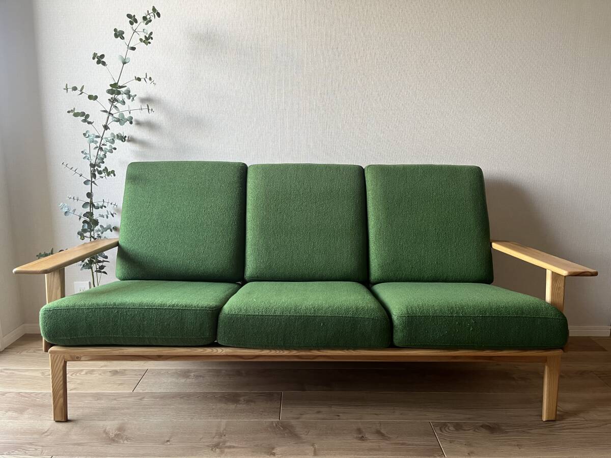 美品【引取歓迎】Hans.J.Wegner GE290 ソファ 3人掛け 3P 3シーター グリーン 緑 リプロダクト 北欧 ハンス・J・ウェグナー 天然木 無垢_画像1